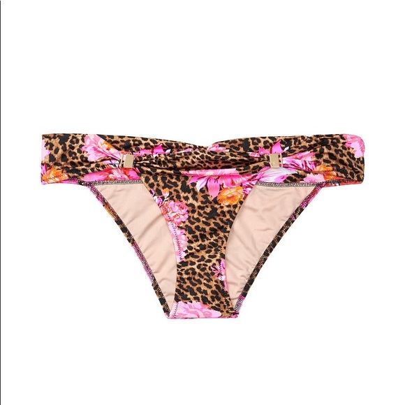 VS Leopard Floral Bandeau Bikini Matching Set Top Bottoms - Picture 4 of 9
